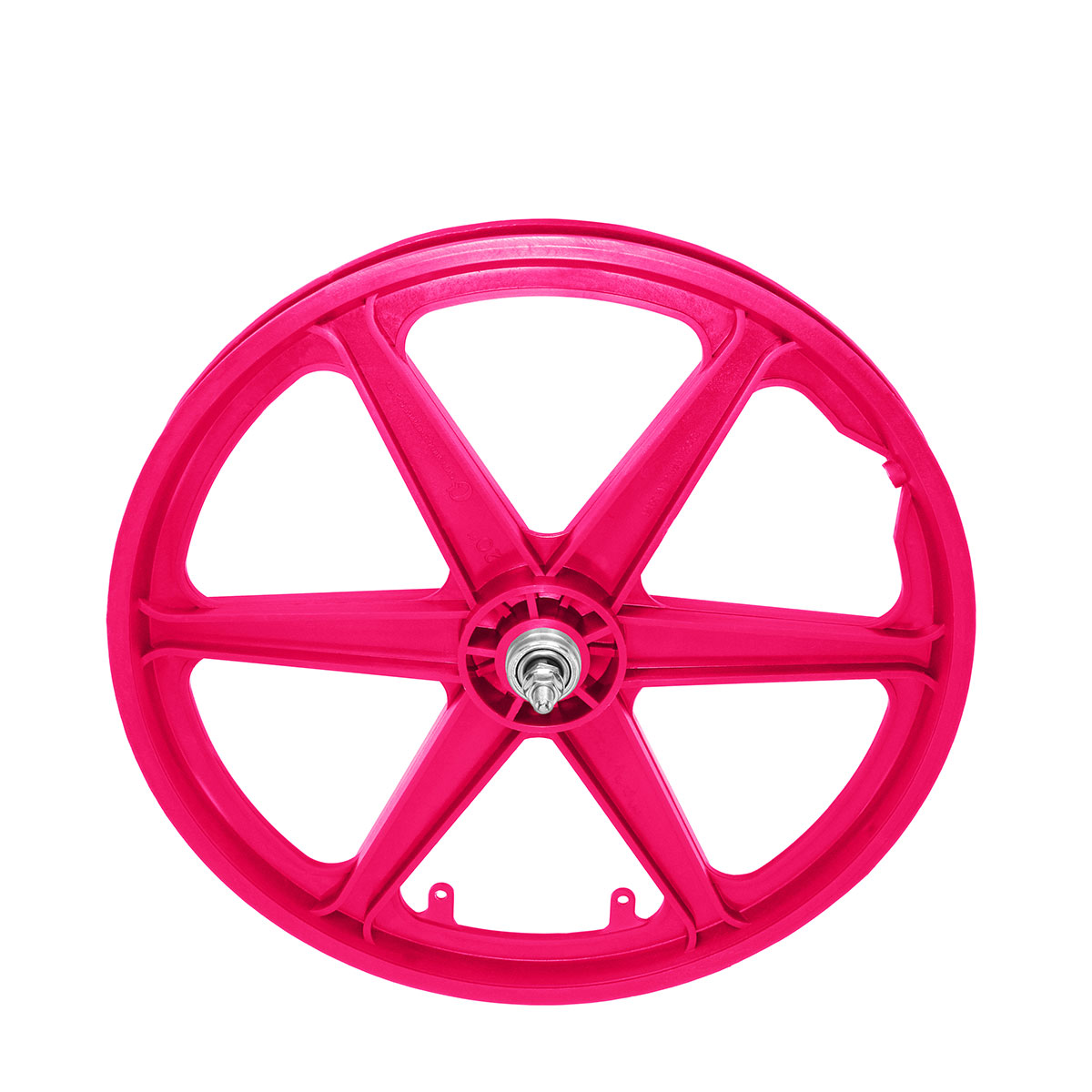 20 Inch x 38mm Plastic 6-Spoke Free Wheel 3/8 Axle Pink.